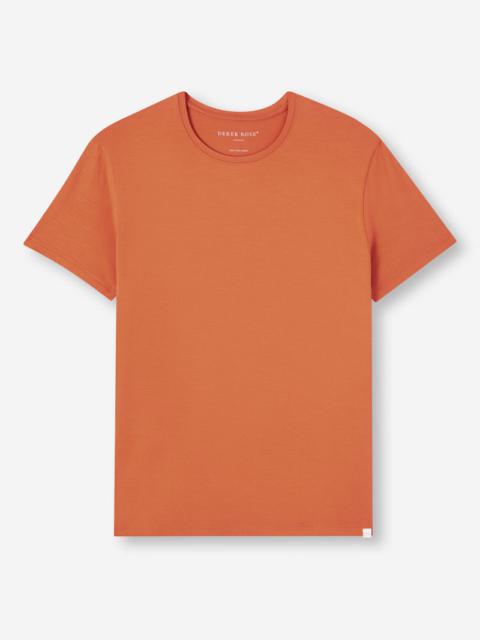 Derek Rose Men's T-Shirt Basel Micro Modal Stretch Terracotta