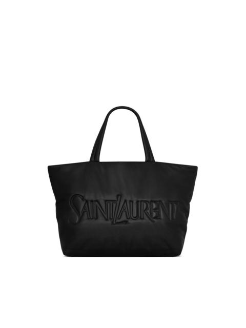 logo-debossed leather tote bag