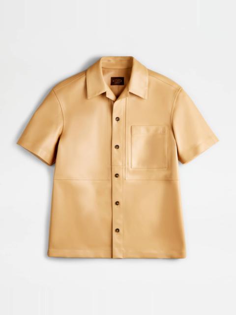 Tod's SHIRT IN LEATHER - BROWN