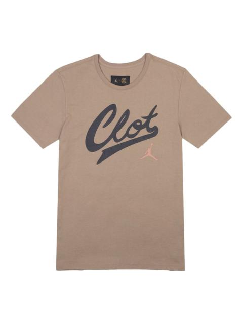 Jordan Air Jordan x CLOT Crossover Logo Printing Sports Short Sleeve US Edition Khaki AV6260-202