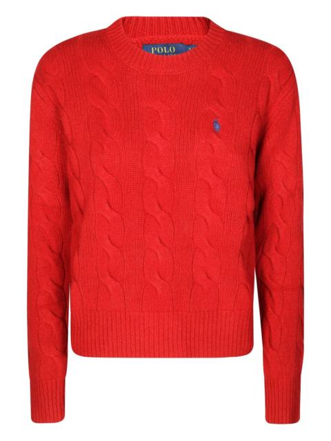 Polo Ralph Lauren signature Polo Pony motif-embroidered cable-knit sweater
