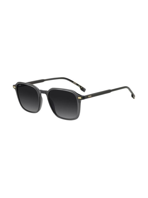 BOSS SUNGLASSES IN DARK-GRAY ACETATE WITH GOLD-TONE LOGOS