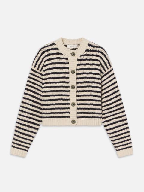 FRAME The Striped Chunky Femme Cardi in Cream Multi