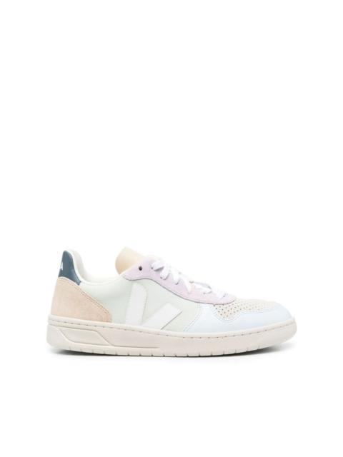 paneled-design leather trainers