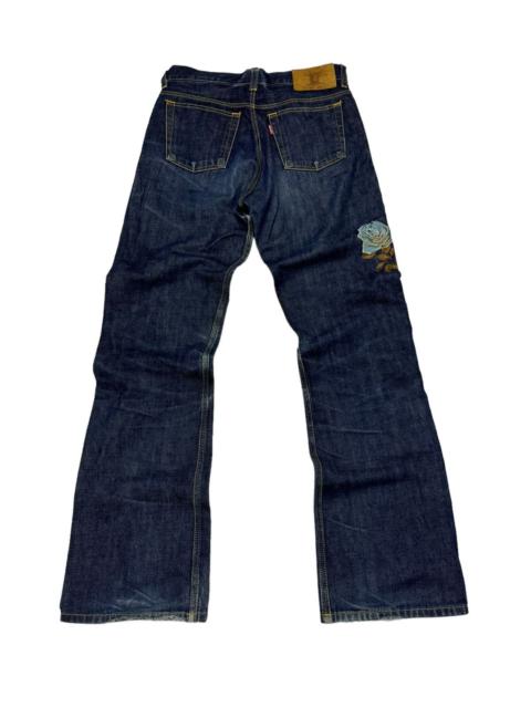 기타 브랜드 Japanese Brand × Vintage - FLARE OZONE COMMUNITY FLOWER EMBROIDERY DENIM JEANS