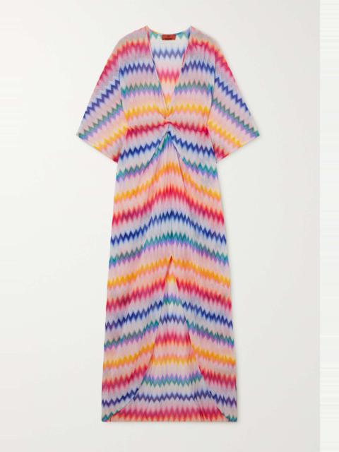 Mare twist-front metallic crochet-knit kaftan