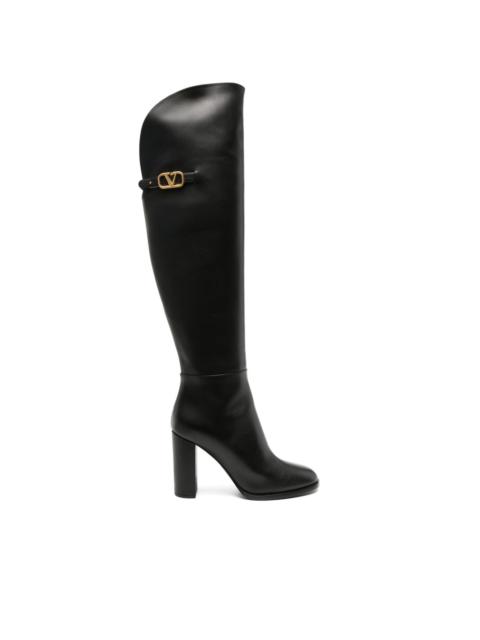 Valentino 95mm VLogo Signature-plaque leather boots