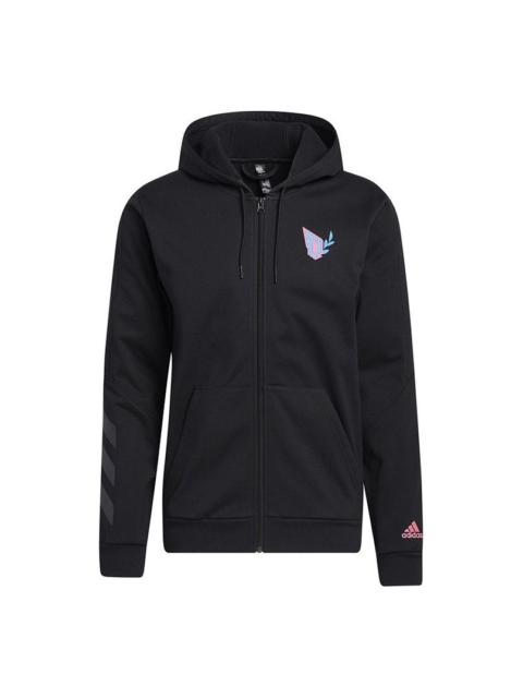 adidas adidas Solid Color Sports Running Training Hooded Jacket Black GP6259