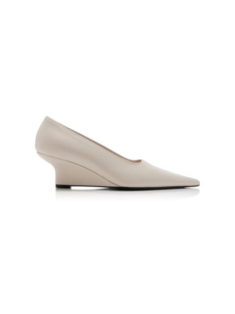 TOTEME Sharp Leather Wedge Pumps white