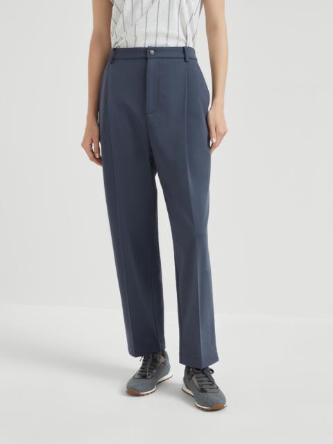 Brunello Cucinelli Stretch cotton lightweight French terry cropped trousers