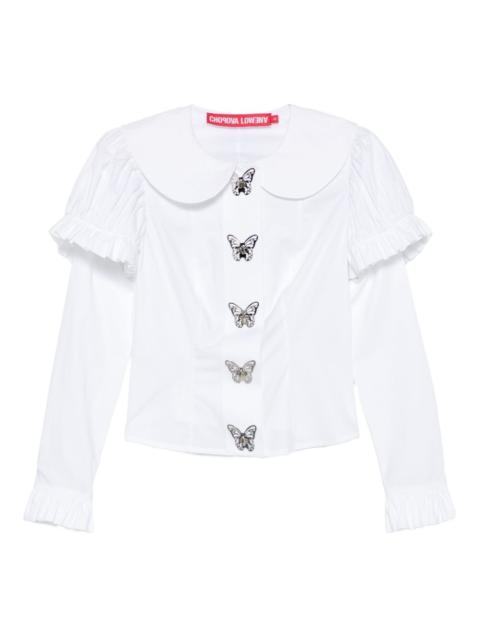 Chopova Lowena butterfly-embellished ruffled shirt