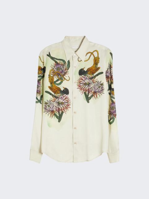 Dries Van Noten Celdon Printed Long Sleeve Shirt Beige