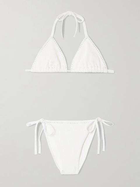 Hunza G Gina Swarovski Crystal-embellished Original Crinkle Bikini