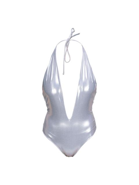 PINKO V-neck metallic swimsuit