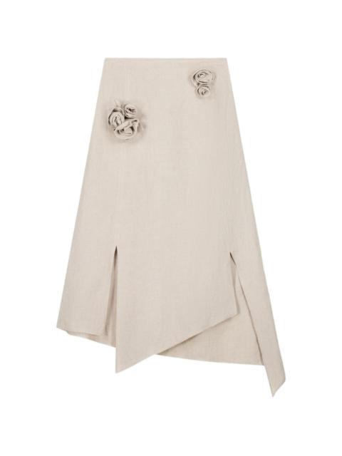 knotted flower midi skirt