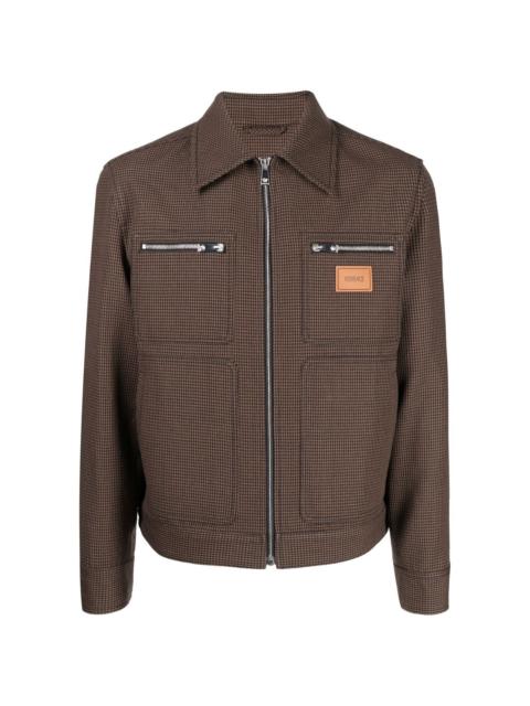 VERSACE wool check-pattern shirt jacket