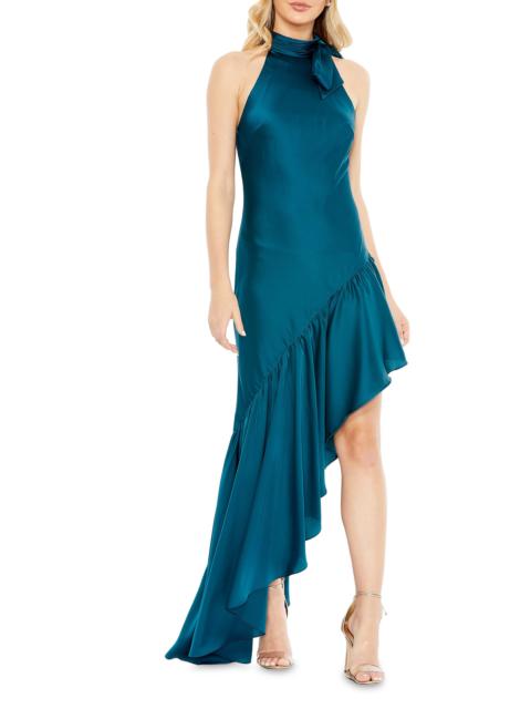 MAC DUGGAL Women's Mac Asymmetric Ruffled Satin Gown - Teal
