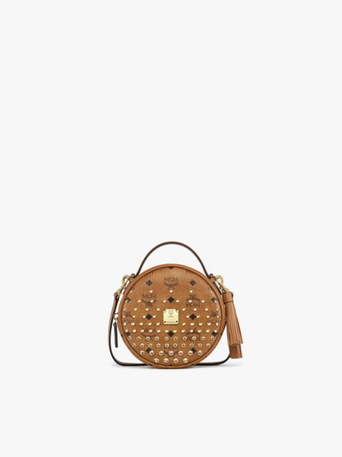 MCM Pina Tambourine Crossbody in Gold Crystal Visetos