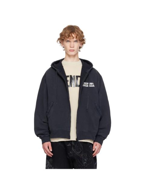 BALENCIAGA Black Masking Tape Oversized Zip-Up Hoodie