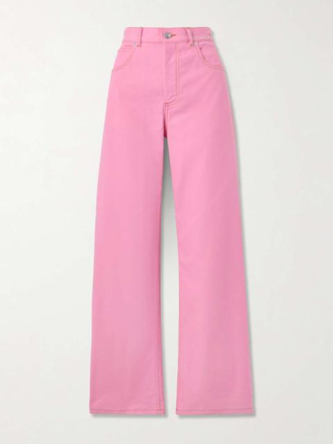 Marni Embroidered high-rise wide-leg jeans