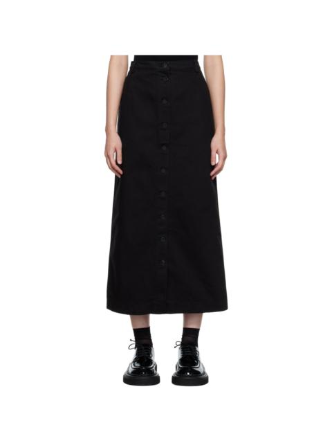 Black Button Midi Skirt