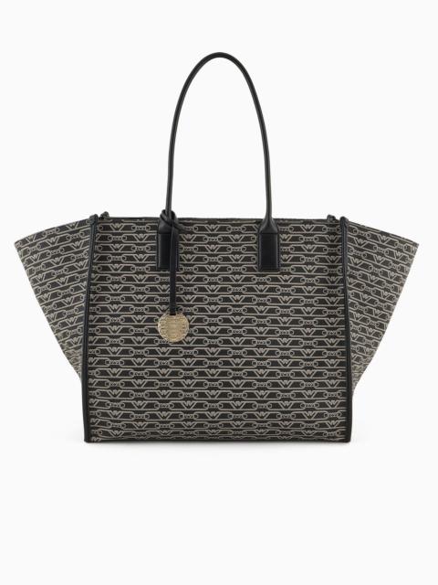 Oversized shopper bag with all-over monogram print