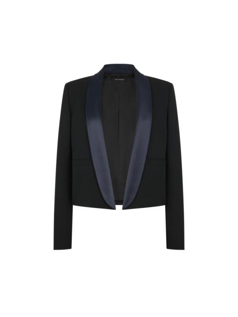 TOM FORD BI-COLOR SINGLE BREASTED SHAWL LAPEL CROPPED TUXEDO JACKET