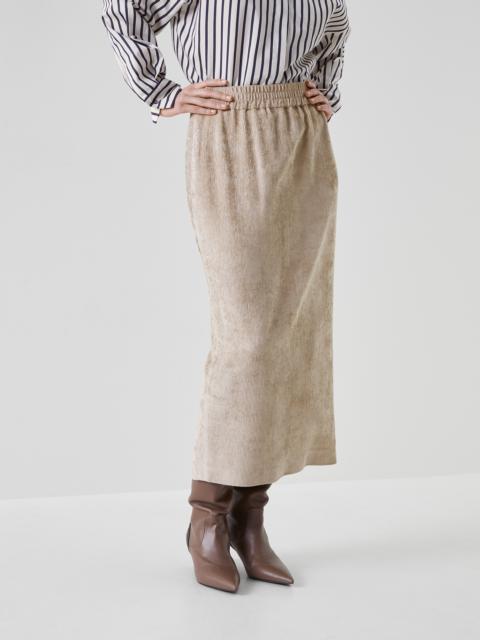 Brunello Cucinelli Hammered corduroy midi skirt