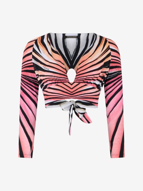 Roberto Cavalli Ray Of Paradise Print Crop Top