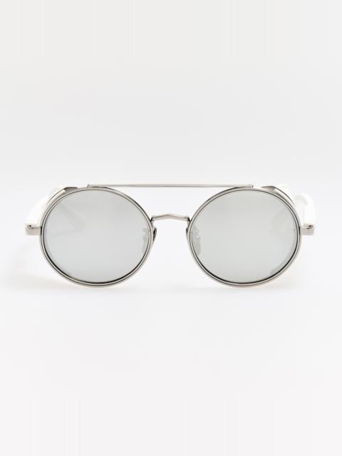 LINDA FARROW Baret Explorer Sunglasses in 22K White Gold