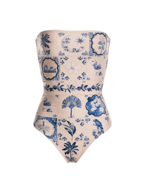 Agua by Agua Bendita Ilusión Wild strapless patterned swimsuit