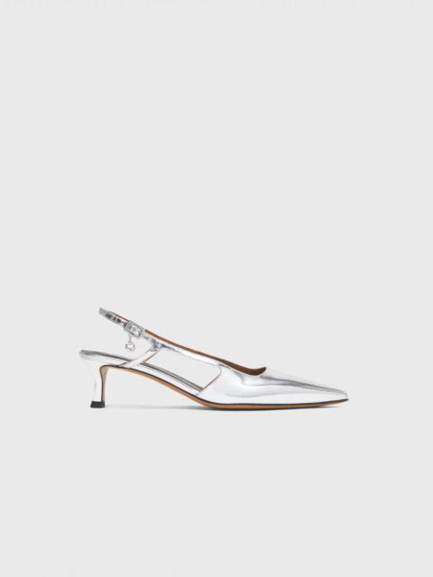 maje Silver leather strappy heels