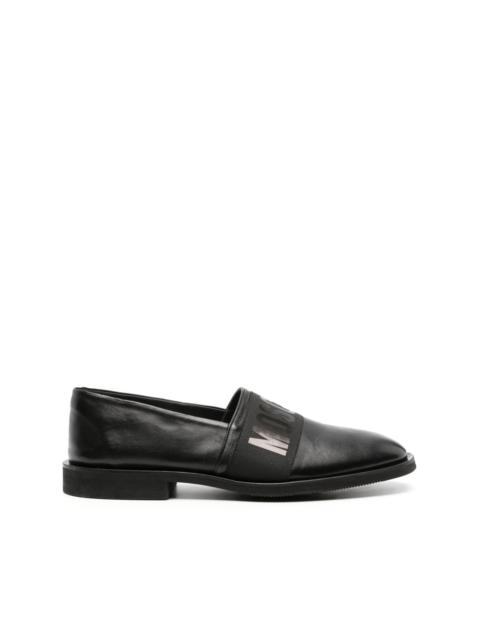 logo-print leather loafers
