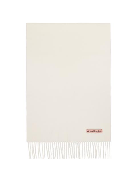 Off-White Fringe Wool Narrow Scarf