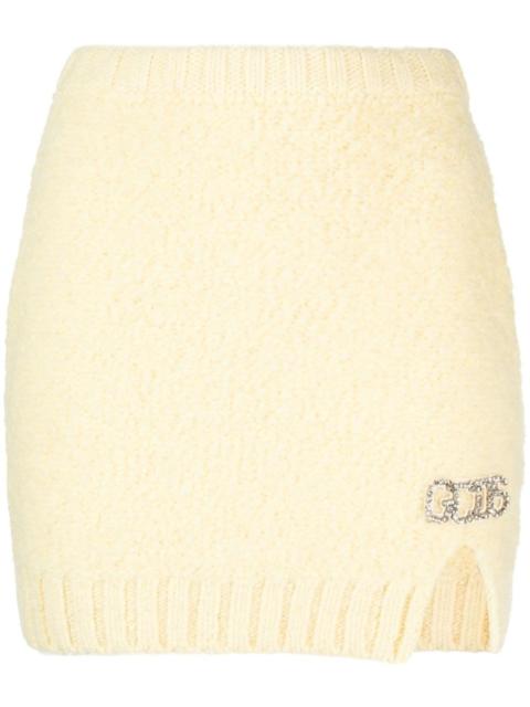 GCDS rhinestone-logo bouclé miniskirt