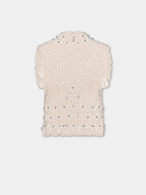 rabanne HANDMADE SLEEVELESS TOP IN ECRU CROCHET