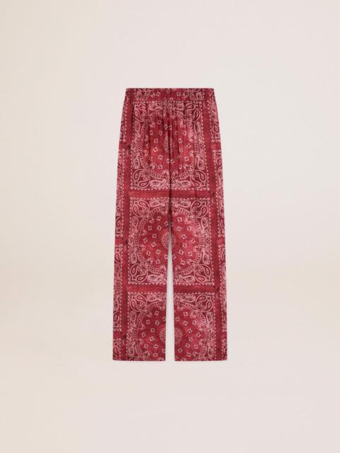 Golden Goose Women's burgundy joggers with paisley print