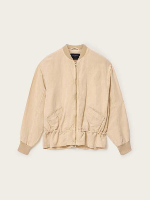 ALLSAINTS SOFI LINEN BLEND DRAWSTRING BOMBER JACKET