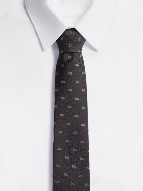 Dolce & Gabbana Leopard-design silk jacquard blade tie with DG logo (6 cm)