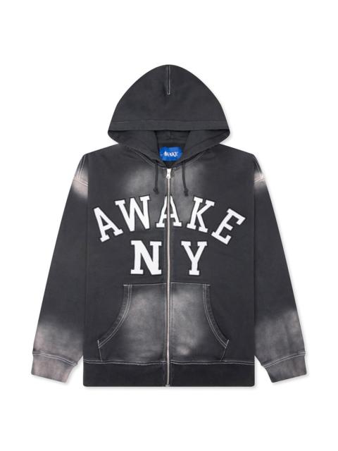 AWAKE NY COLLEGIATE ARCH ZIP HOODIE - BLACK