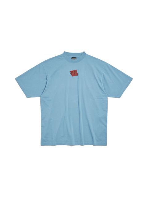 BALENCIAGA Men's Taped Balenciaga Back T-shirt Medium Fit in Grey Blue