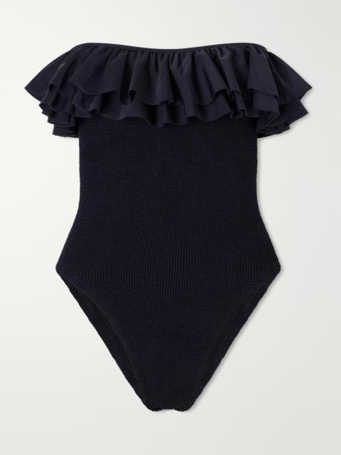 Hunza G Eloise Strapless Ruffled Original Crinkle Swimsuit