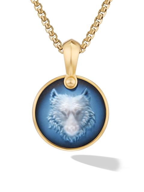 DAVID YURMAN Men's Petrvs Wolf Amulet in 18K Yellow Gold - Banded Agate