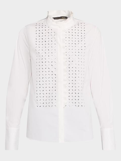 KOBI HALPERIN Mick Embellished Ruffle-Trim Blouse