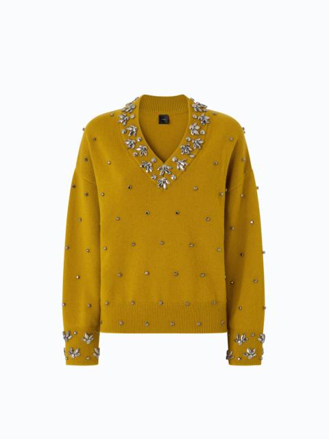 PINKO WOOL AND CASHMERE SWEATER WITH JEWEL APPLIQUÉS