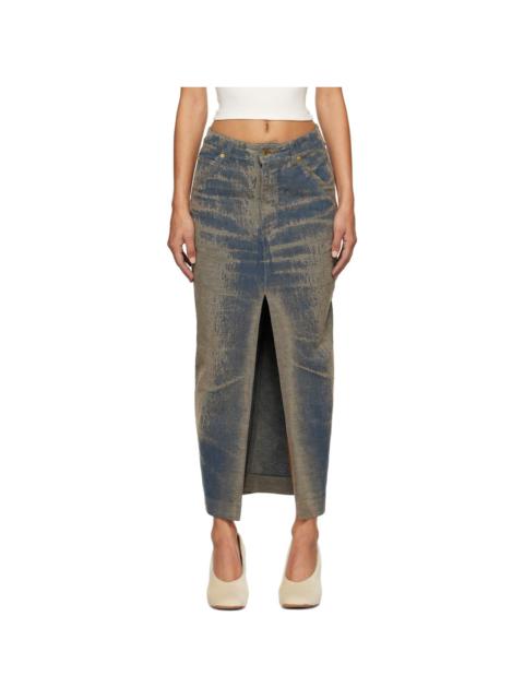 DARKPARK Blue Erika Jacquard Denim Midi Skirt