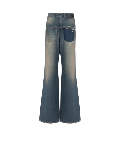 Balmain Wide-legged faded cotton reversed jeans
