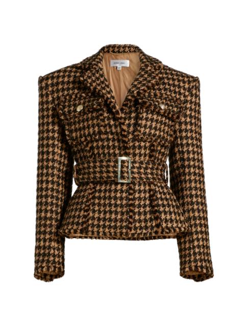 RONNY KOBO Women's Janice Houndstooth Tweed Jacket - Chocolate Camel