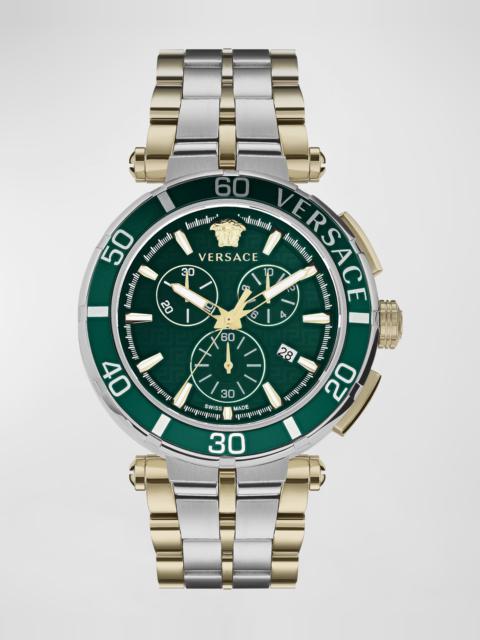 Men's Greca Chrono Two-Tone Bracelet Watch, 45mm