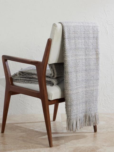 Johnstons of Elgin Luxury Texture Checked Cashmere, Silk and Alpaca Wool-Blend Throw